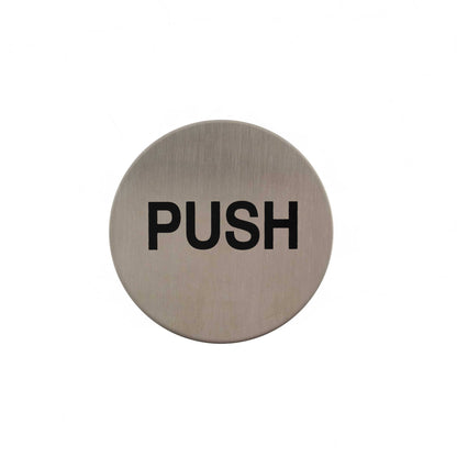 Atlantic Push Disc Sign 3M Adhesive 75mm - Satin Stainless Steel - Default