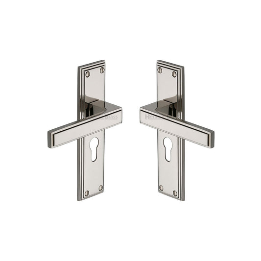 Atlantis Door Handle on Plate by M Marcus - Heritage Brass
