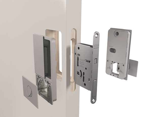 AGB Wave Flush Pocket Door Handle & Bathroom Lock - additional image