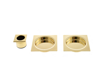 AGB Square Sliding Door Flush Pull - Polished Brass - Default