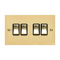Bauhaus Range Polished Brass Switches & Sockets, BH1 - 4 Gang Rocker Switch by Heritage Brass By M-Marcus