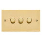 Bauhaus Range Polished Brass Switches & Sockets, BH1 - 3 Gang Dimmer 250 watts (Compatible with halogen/ incandescent bulbs) by Heritage Brass By M-Marcus