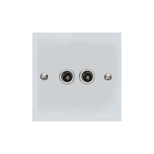 Bauhaus Range Polished Chrome Switches & Sockets, BH2 - 2 Gang TV Coaxial Socket by Heritage Brass By M-Marcus
