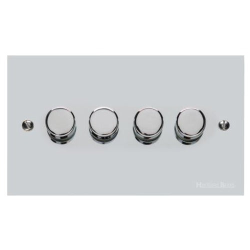 Bauhaus Range Polished Chrome Switches & Sockets, BH2 - 4 Gang Dimmer 250 watts (Compatible with halogen/ incandescent bulbs) by Heritage Brass By M-Marcus