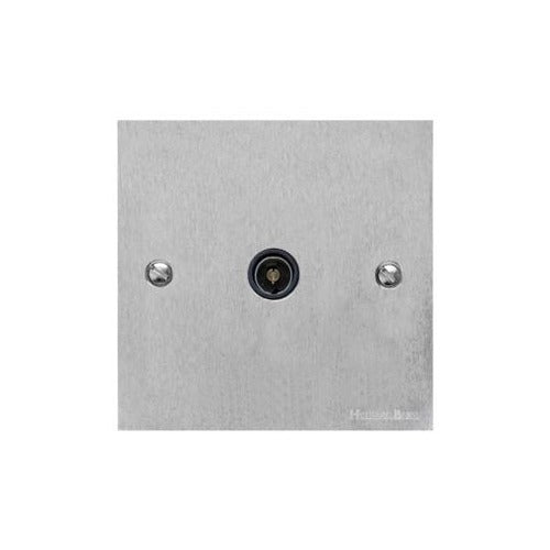 Bauhaus Range Satin Chrome Switches & Sockets, BH3 - 1 Gang Isolated TV Coaxial Socket by Heritage Brass By M-Marcus