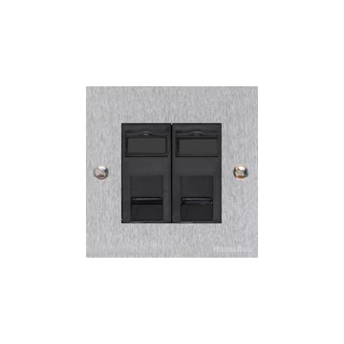 Bauhaus Range Satin Chrome Switches & Sockets, BH3 - 2 Gang RJ45 by Heritage Brass By M-Marcus