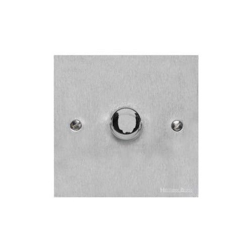 Bauhaus Range Satin Chrome Switches & Sockets, BH3 - 1 Gang Dimmer 250 watts (Compatible with halogen/ incandescent bulbs) by Heritage Brass By M-Marcus