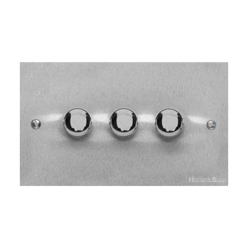 Bauhaus Range Satin Chrome Switches & Sockets, BH3 - 3G Multi Location Primary Dimmer by Heritage Brass By M-Marcus