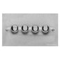 Bauhaus Range Satin Chrome Switches & Sockets, BH3 - 4 Gang Dimmer 400 watts(Compatible with halogen/ incandescent bulbs) by Heritage Brass By M-Marcus