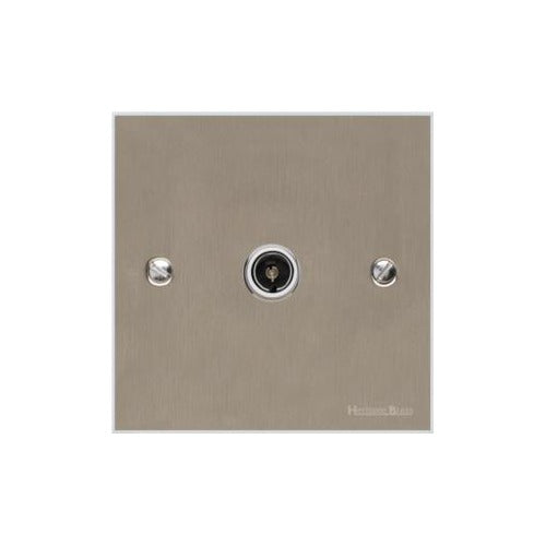 Bauhaus Range Satin Nickel Switches & Sockets, BH5 - 1 Gang Isolated TV Coaxial Socket by Heritage Brass By M-Marcus