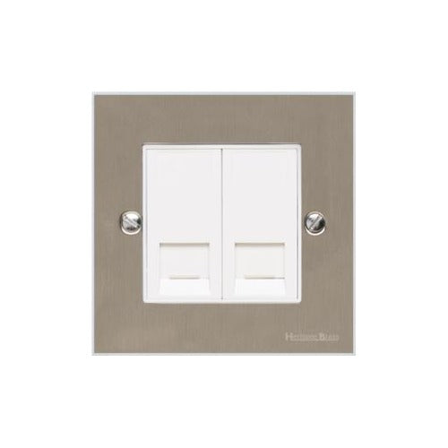 Bauhaus Range Satin Nickel Switches & Sockets, BH5 - 2 Gang Master Line Socket by Heritage Brass By M-Marcus