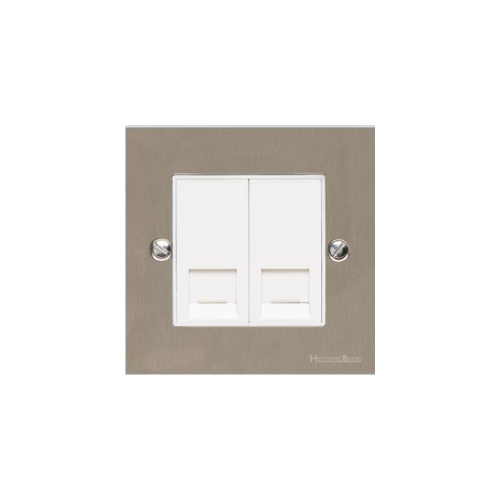 Bauhaus Range Satin Nickel Switches & Sockets, BH5 - 2 Gang RJ45 by Heritage Brass By M-Marcus