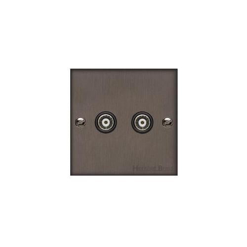 Bauhaus Range Matt Bronze Switches & Sockets, BH9 - TV/FM Diplexed Socket by Heritage Brass By M-Marcus