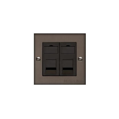 Bauhaus Range Matt Bronze Switches & Sockets, BH9 - 2 Gang CAT6 by Heritage Brass By M-Marcus