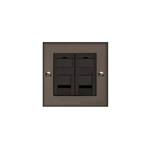 Bauhaus Range Matt Bronze Switches & Sockets, BH9 - 2 Gang RJ45 by Heritage Brass By M-Marcus