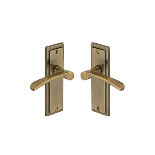 Boston Door Handle on Plate by M Marcus - Heritage Brass