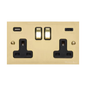 Bauhaus Range Polished Brass Switches & Sockets, BH1 - 2G 13A Socket with USB-A+C by Heritage Brass By M-Marcus