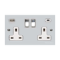 Bauhaus Range Polished Chrome Switches & Sockets, BH2 - 2G 13A Socket with USB-A+C by Heritage Brass By M-Marcus