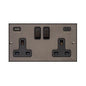 Bauhaus Range Matt Bronze Switches & Sockets, BH9 - 2G 13A Socket with USB-A+C by Heritage Brass By M-Marcus