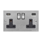 Victorian Elite Range Satin Chrome Switches & Sockets, R03 - 2G 13A Socket with USB-A+C by Heritage Brass By M-Marcus