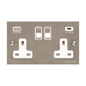 Victorian Elite Range Satin Nickel Switches & Sockets, R05 - 2G 13A Socket with USB-A+C by Heritage Brass By M-Marcus