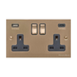 Victorian Elite Range Antique Brass Switches & Sockets, R91 - 2G 13A Socket with USB-A+C by Heritage Brass By M-Marcus