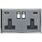 Elite Stepped Plate Range Satin Chrome Switches & Sockets, S03 - 2G 13A Socket with USB-A+C by Heritage Brass By M-Marcus