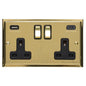 Elite Stepped Plate Range Satin Brass Switches & Sockets, S04 - 2G 13A Socket with USB-A+C by Heritage Brass By M-Marcus