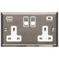 Elite Stepped Plate Range Satin Nickel Switches & Sockets, S05 - 2G 13A Socket with USB-A+C by Heritage Brass By M-Marcus