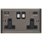 Elite Stepped Plate Range Polished Black Nickel Switches & Sockets, S06 - 2G 13A Socket with USB-A+C by Heritage Brass By M-Marcus