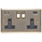 Elite Stepped Plate Range Antique Brass Switches & Sockets, S91 - 2G 13A Socket with USB-A+C by Heritage Brass By M-Marcus