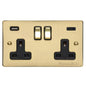 Elite Flat Plate Range Polished Brass, T01 - 2G 13A Socket with USB-A+C