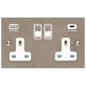 Elite Flat Plate Range Satin Nickel Switches & Sockets, T05 - 2G 13A Socket with USB-A+C by Heritage Brass By M-Marcus