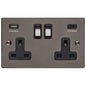 Elite Flat Plate Range Polished Black Nickel Switches & Sockets, T06 - 2G 13A Socket with USB-A+C by Heritage Brass By M-Marcus