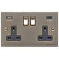 Elite Flat Plate Range Antique Brass Switches & Sockets, T91 - 2G 13A Socket with USB-A+C by Heritage Brass By M-Marcus