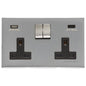 Winchester Range Satin Chrome Switches & Sockets, W03 - 2G 13A Socket with USB-A+C by Heritage Brass By M-Marcus