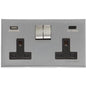 Winchester Range Satin Chrome Silk Switches & Sockets, W35 - 2G 13A Socket with USB-A+C by Heritage Brass By M-Marcus
