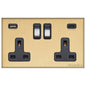 Windsor Range Matt Brass Switches & Sockets, WN40 - 2G 13A Socket with USB-A+C by Heritage Brass By M-Marcus