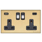 Windsor Range Satin Brass Switches & Sockets, WN44 - 2G 13A Socket with USB-A+C by Heritage Brass By M-Marcus