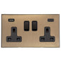 Windsor Range Antique Brass Switches & Sockets, WN91 - 2G 13A Socket with USB-A+C by Heritage Brass By M-Marcus