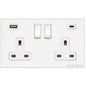 Windsor Range Matt White Switches & Sockets, WNW - 2G 13A Socket with USB-A+C by Heritage Brass By M-Marcus