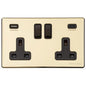 Vintage Range Polished Brass Switches & Sockets, X01 - 2G 13A Socket with USB-A+C by Heritage Brass By M-Marcus