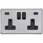Vintage Range Satin Chrome Switches & Sockets, X03 - 2G 13A Socket with USB-A+C by Heritage Brass By M-Marcus