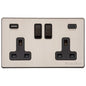 Vintage Range Satin Nickel Switches & Sockets, X05 - 2G 13A Socket with USB-A+C by Heritage Brass By M-Marcus