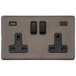 Vintage Range Matt Bronze Switches & Sockets, X09 - 2G 13A Socket with USB-A+C by Heritage Brass By M-Marcus