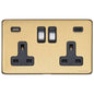 Vintage Range Satin Brass Switches & Sockets, X44 - 2G 13A Socket with USB-A+C by Heritage Brass By M-Marcus