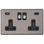 Vintage Range Satin Black Nickel Switches & Sockets, X66 - 2G 13A Socket with USB-A+C by Heritage Brass By M-Marcus