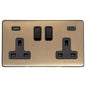Vintage Range Antique Brass Switches & Sockets, X91 - 2G 13A Socket with USB-A+C by Heritage Brass By M-Marcus