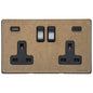 Vintage Range Rustic Brass Switches & Sockets, XRB - 2G 13A Socket with USB-A+C by Heritage Brass By M-Marcus