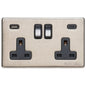 Vintage Range Rustic Nickel Switches & Sockets, XRN - 2G 13A Socket with USB-A+C by Heritage Brass By M-Marcus